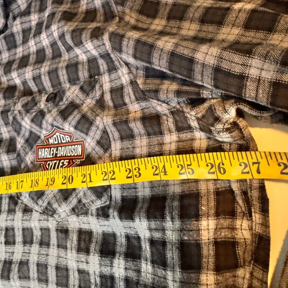 Harley‎ Davidson Flannel Shirt Mens 2XL Gray Black Plaid Button Up Biker - Picture 6 of 6